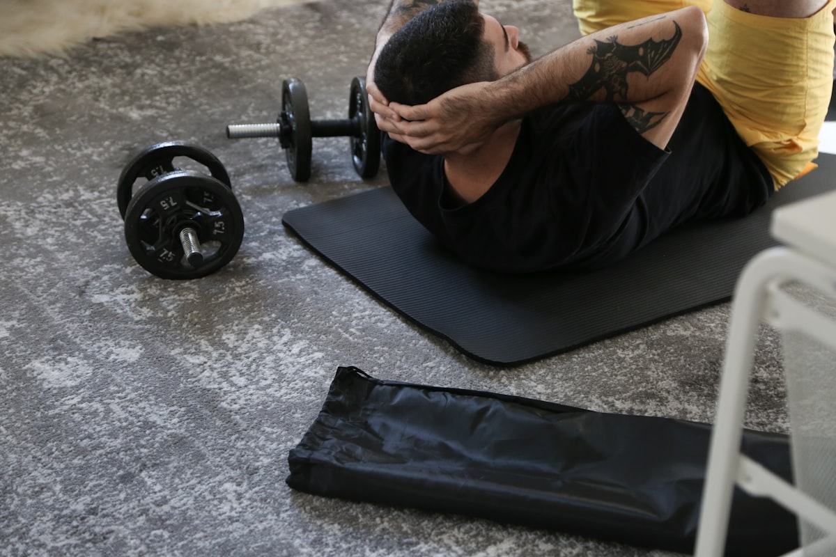 Active mature man exercising